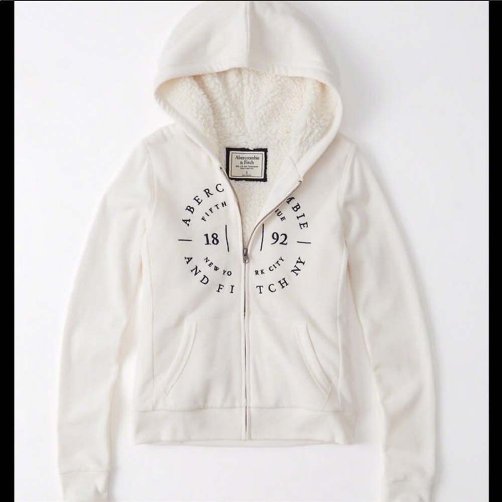 A&F SHERPA LOGO FULL-ZIP HOODIE